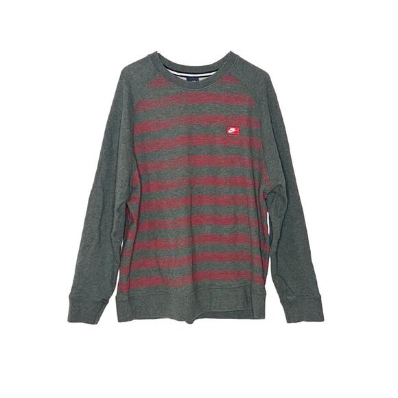 Vintage Nike Y2K Crewneck Sweatshirt Gray Striped Mens Size XXL - Picture 1 of 7